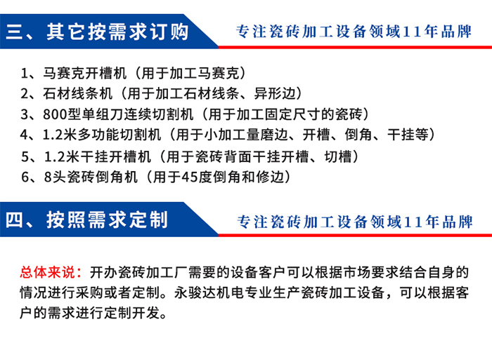 新開辦瓷磚加工廠需要哪些設備?